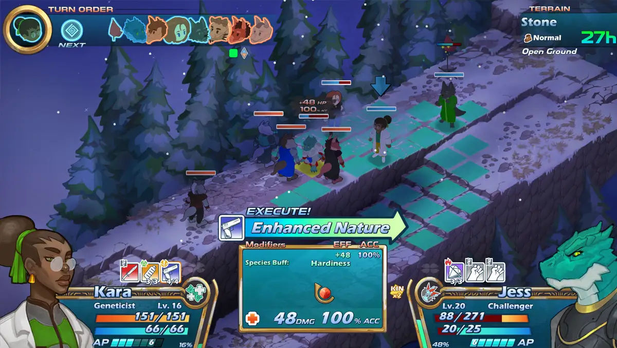 Eden's Last Sunrise combat interface and unit movement grid